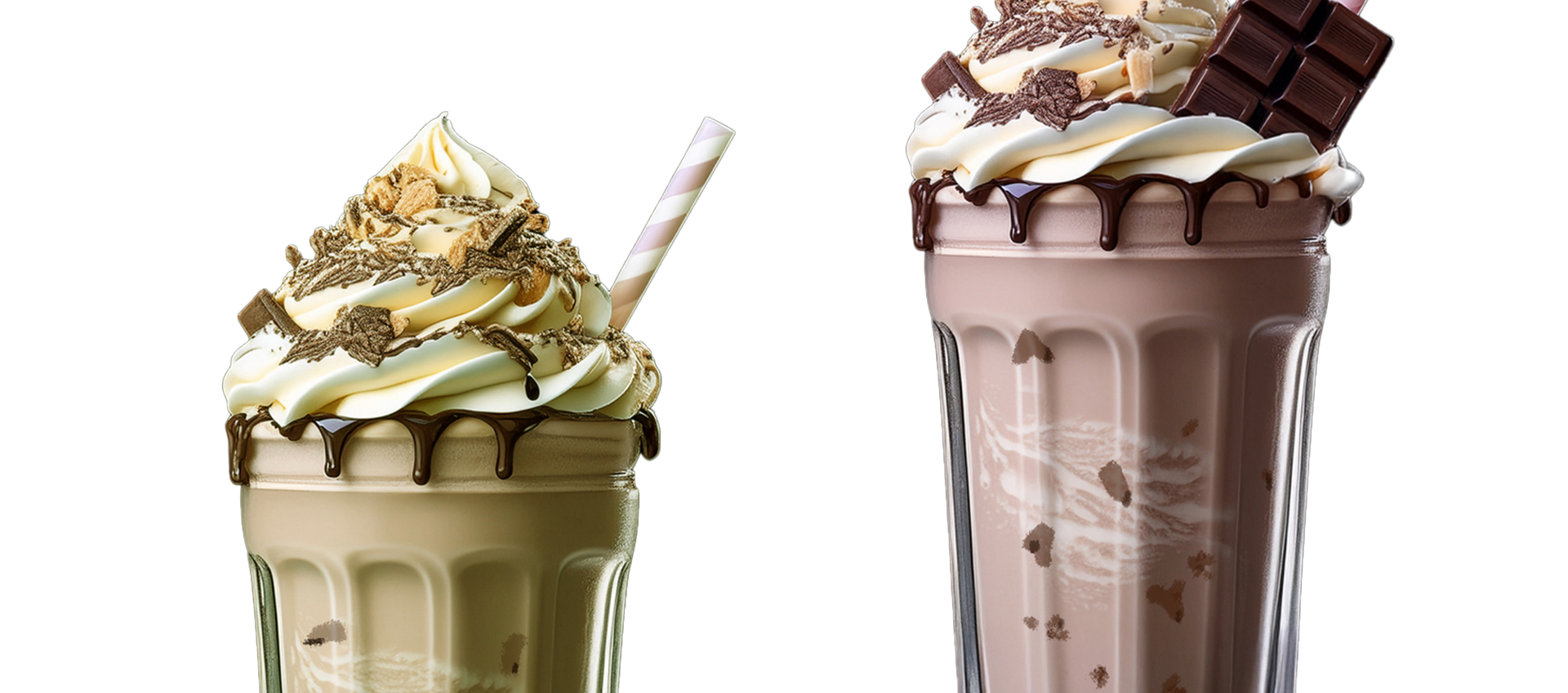 ほうじ茶シェイクとチョコレートシェイク